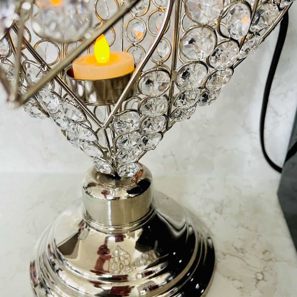 Sparkling Tealight Heart Art Decor - Silver Finish - Picture 4 of 4